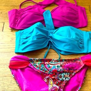 2 Becca bandeau tops with paisley bikini bottoms